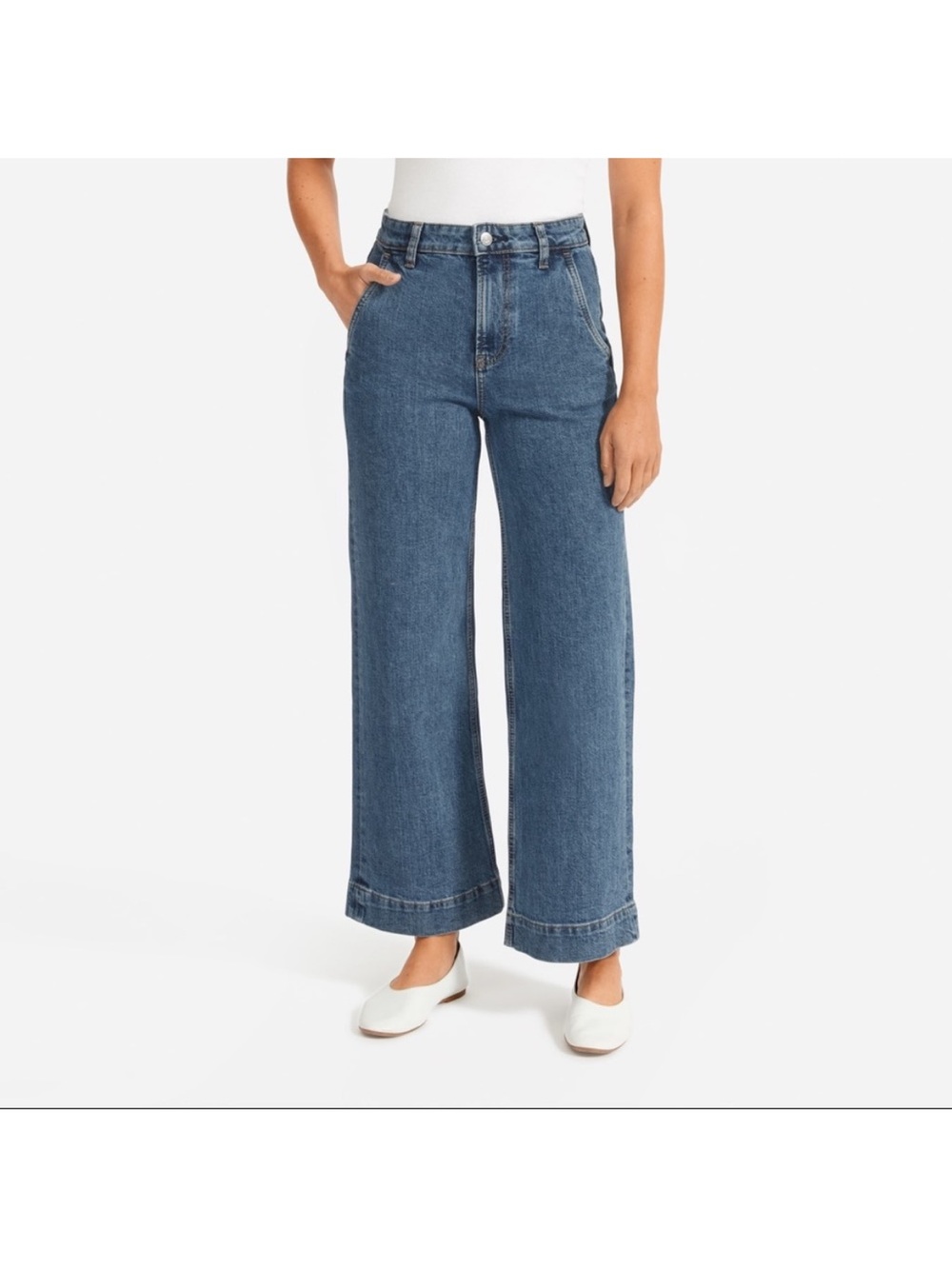 Everlane The Wide Leg Crop Blue Jeans Ankle Size 29 Women NWT - Picture 1 of 10